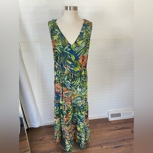 Adyson Parker Chiffon Tropical Floral Maxi Dress Women’s Size 3x